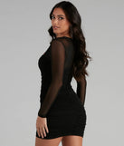 Mesmerize In Mesh Ruched Mini Dress