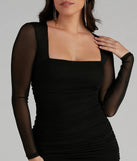 Mesmerize In Mesh Ruched Mini Dress