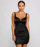 Stunning Vixen Ruched Satin Mini Dress