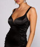 Stunning Vixen Ruched Satin Mini Dress