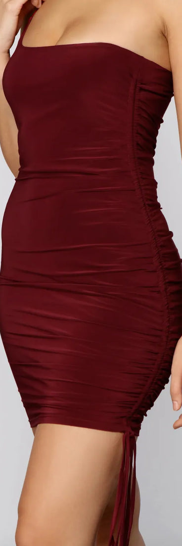 Heart Of Glam Ruched Knit Mini Dress