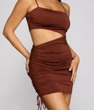 Hard To Get Ruched Cutout Mini Dress