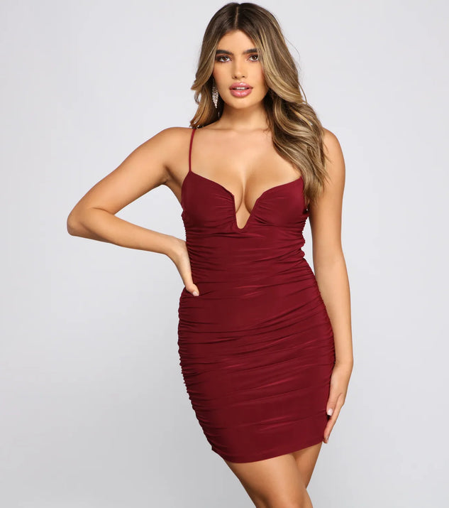 Hearts Racing Ruched Mini Dress