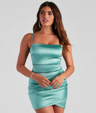 Dreamy In Satin Ruched Mini Dress