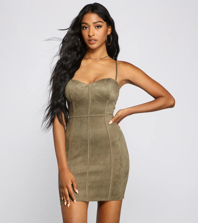 Elite Glam Faux Suede Mini Dress