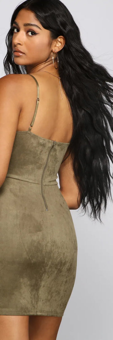 Elite Glam Faux Suede Mini Dress