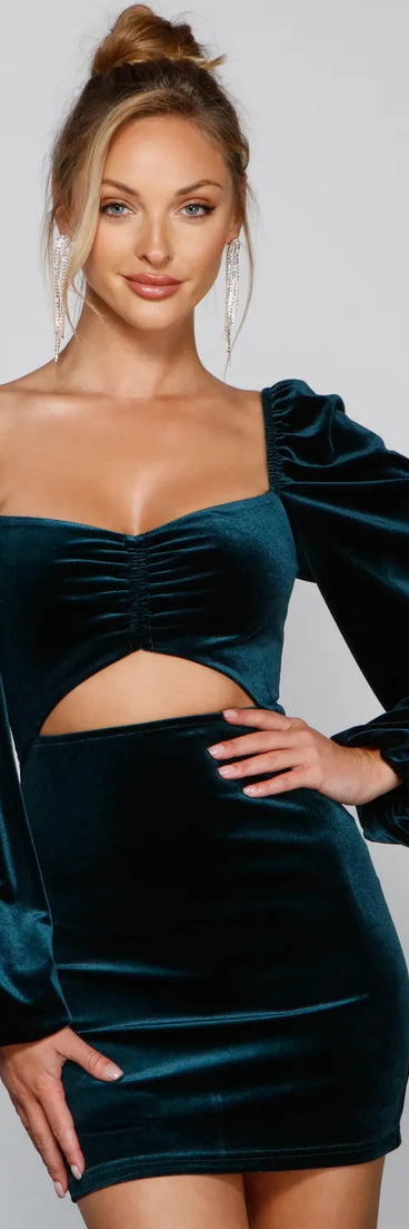 First Impressions Velvet Cutout Mini Dress