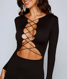 All That Lace Up Mini Dress