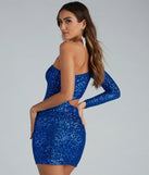 Revamp your 2025 wardrobe with this chic addition, the Sparkle Party Sequin One-Shoulder Mini Dress in royal blue, perfect for elevating your style in the new year.