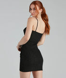 The Let It Glitz Glitter Sweetheart Mini Dress is a mini dress in black, perfect for an above-the-knee holiday party dress or a stylish NYE look, with a short hemline designed to make a winter statement.