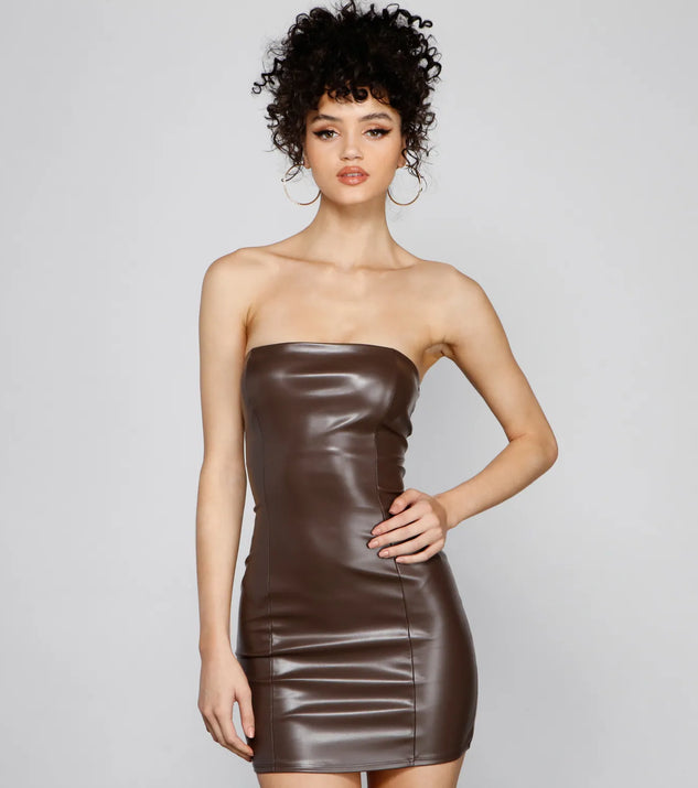 Chic Vibes Only Faux Leather Bodycon Dress