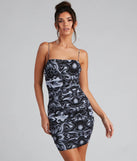 Heart Swirls Mesh Ruched Mini Dress