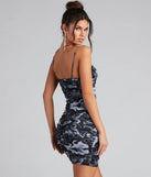 Heart Swirls Mesh Ruched Mini Dress
