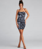 Heart Swirls Mesh Ruched Mini Dress