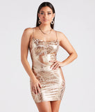 Bling On The Glamour Geometric Print Metallic Mini Dress