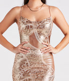 Bling On The Glamour Geometric Print Metallic Mini Dress