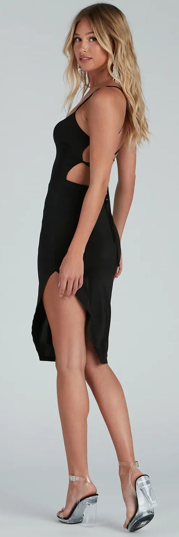 Just The Deets Lace-Up Midi Dress