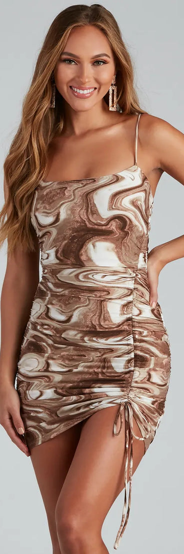 Stunning Swirl Ruched Mini Dress