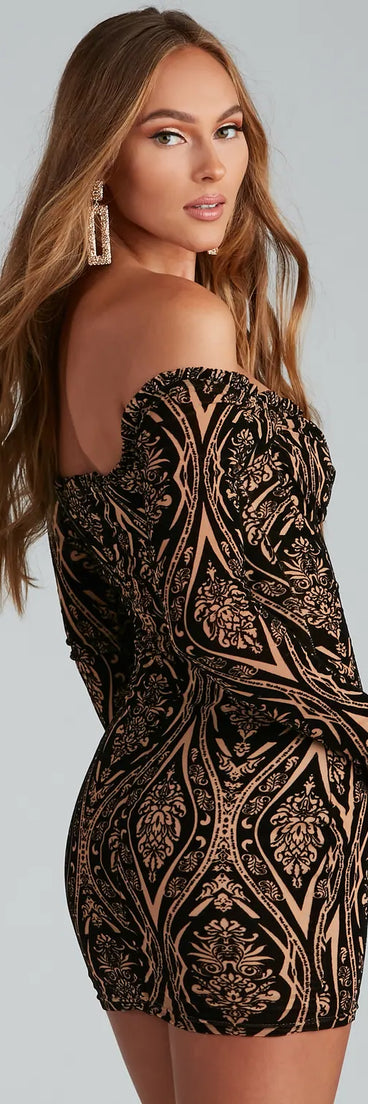 Regal Glam Off The Shoulder Bodycon