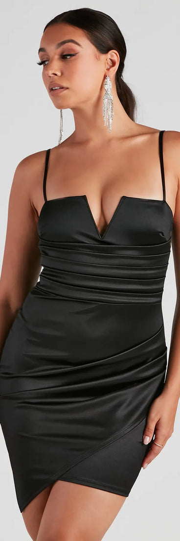 Hey Gorgeous Satin Wrap Mini Dress