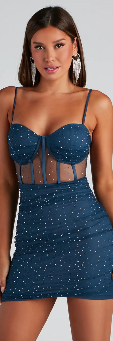 Gorgeous Shine Mesh Bustier Dress