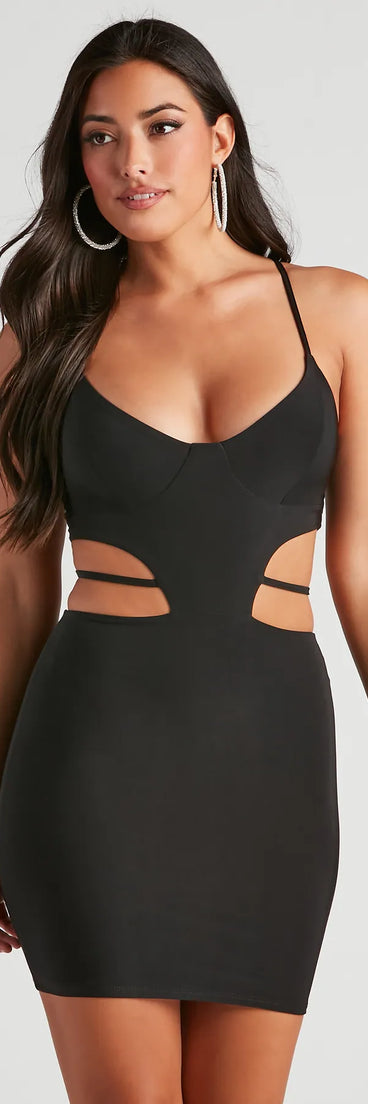 Sultry Flirt Cutout Tie Mini Dress