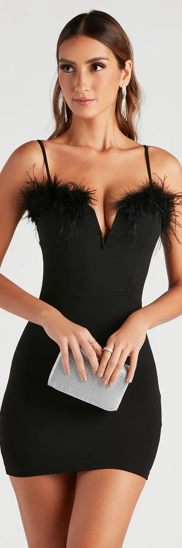 Dreamy Diva Marabou Crepe Dress