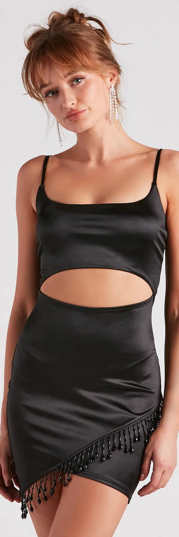 Shake It Up Satin Fringe Dress