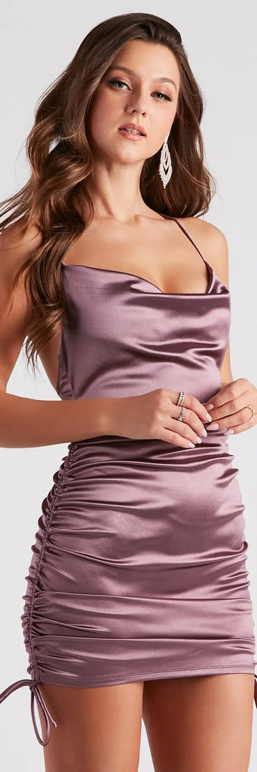 Last Night Satin Cowl Neck Dress