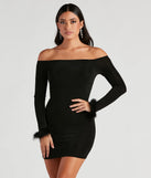 Feeling Chic Feather Trim Mini Dress