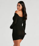 Feeling Chic Feather Trim Mini Dress