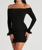 Feeling Chic Feather Trim Mini Dress