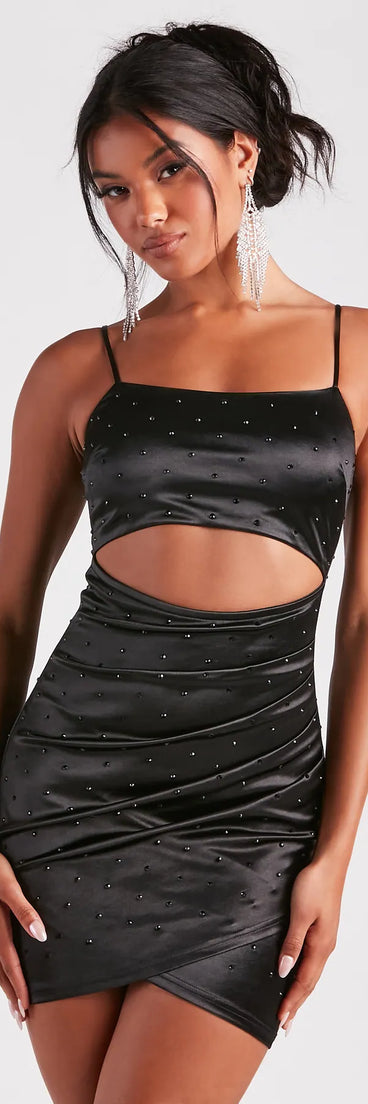 Fly And Flossy Satin Rhinestone Party Dress