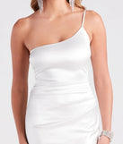 The Chic Silhouette Satin Bodycon Mini Dress in white brings sleek style to any graduation outfit, from cap and gown to after-party.