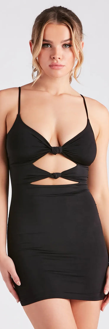 Cut To The Chase V-Neck Knotted Mini Dress