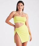 Flirt Alert Cutout High Slit Mini Dress