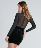 Here To Party Rhinestone Mesh Velvet Mini Dress