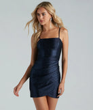Shine with confidence, elegance, and standout style in the Stunner Status Glitter Satin Mini Dress—a navy blue graduation dress designed with a fresh silhouette and the latest trends.