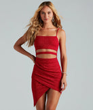 The Glowing Night Glitter Cutout Dress is a mini dress that will make a statement with its short hemline and on-trend details to have you ready for any event!