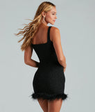 Glammed Out Glitter Marabou Trim Party Dress