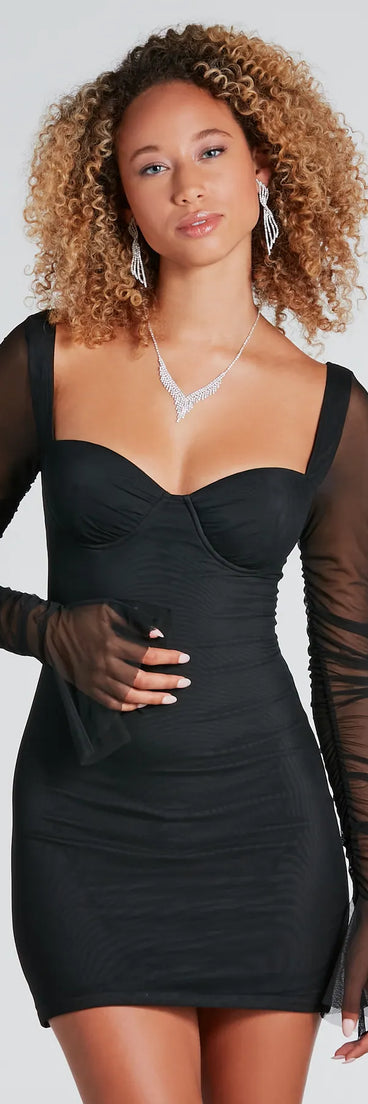 Sheer Of Myself Long Sleeve Mini Dress
