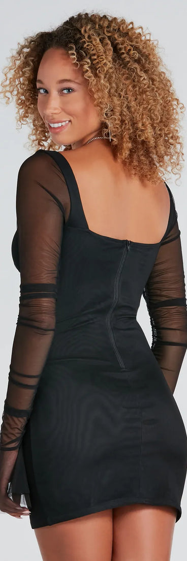 Sheer Of Myself Long Sleeve Mini Dress