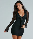 Love Stories Mesh V-Neck Ruffled Mini Dress