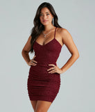 Steal the spotlight in the My Sparkle Glitter Lace-Up Mini Dress in wine, a fiery pick from the red homecoming dresses collection designed for bold entrances.