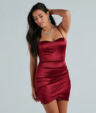 A Major Vibe Rhinestone Strap Satin Mini Dress