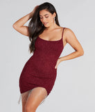 Make You Strut Glitter Rhinestone Fringe Mini Dress
