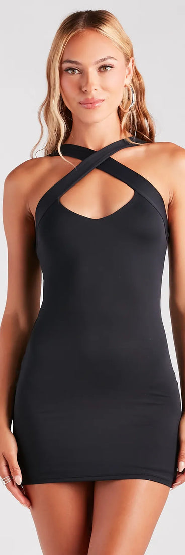Cross Over Sleeveless Bodycon Mini Dress