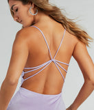 Bring high-impact style to your nightlife in the Time To Shimmer Glitter Strappy Back Mini Dress, a bold lavender club dress made for dancing, parties, and unforgettable nights.