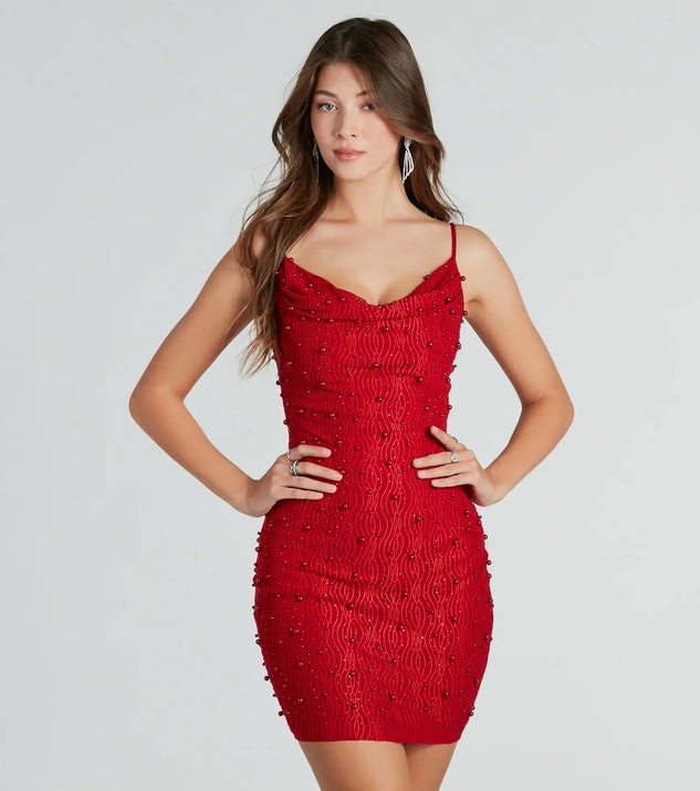 Sensuous Sultry Faux Pearl Rhinestone Mini Dress Sensuous Sultry Faux Pearl Rhinestone Mini Dress