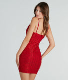Flaunt your silhouette in the tight Sensuous Sultry Faux Pearl Rhinestone Mini Dress in red, a bodycon dress that empowers your look with bold style and effortless edge.